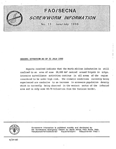 Thumbnail for the first (or only) page of FAO/SECNA Screwworm Information.
